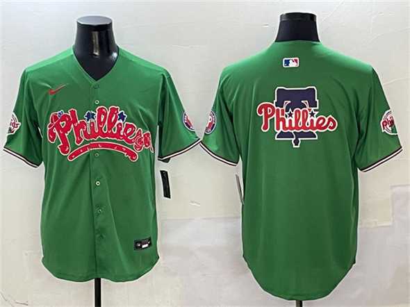 Mens Philadelphia Phillies Team Big Logo Green Phanatic Limited Stitched Jersey->philadelphia phillies->MLB Jersey